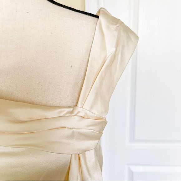 Antonio Melani 0 One Shoulder Cream White Black Contrast Silky Evening Dress - Picture 4 of 15